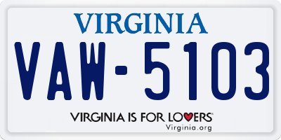 VA license plate VAW5103