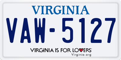 VA license plate VAW5127