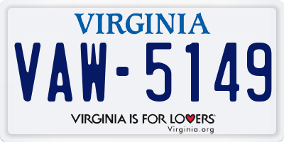 VA license plate VAW5149