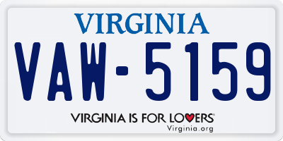 VA license plate VAW5159