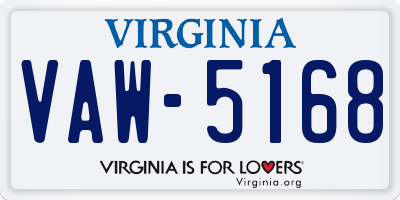 VA license plate VAW5168