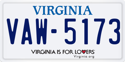 VA license plate VAW5173