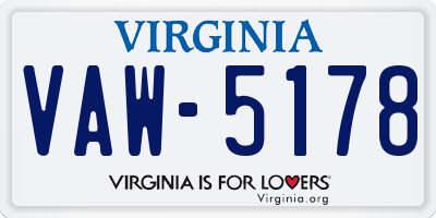 VA license plate VAW5178