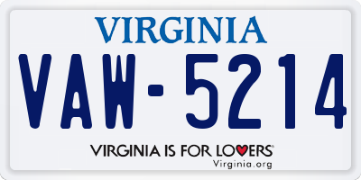 VA license plate VAW5214