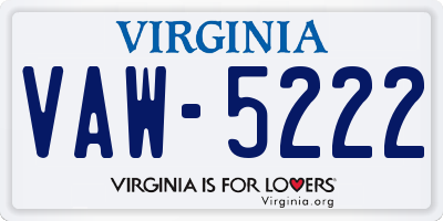 VA license plate VAW5222