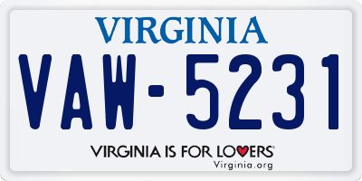VA license plate VAW5231