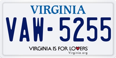 VA license plate VAW5255