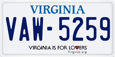VA license plate VAW5259