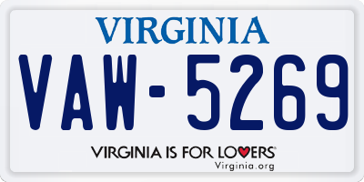 VA license plate VAW5269