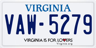 VA license plate VAW5279