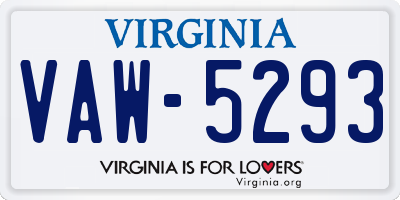 VA license plate VAW5293