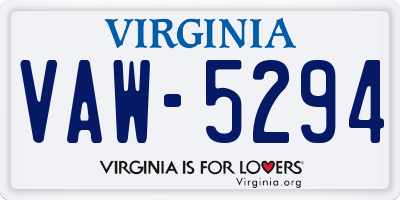 VA license plate VAW5294