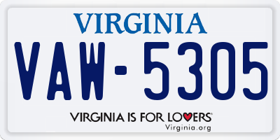 VA license plate VAW5305