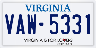 VA license plate VAW5331