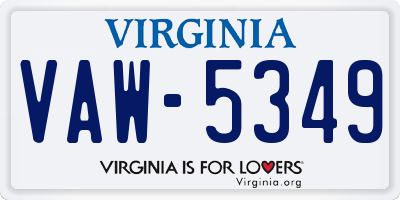 VA license plate VAW5349