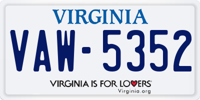 VA license plate VAW5352