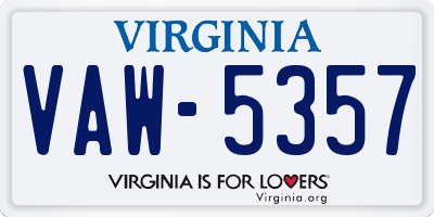 VA license plate VAW5357