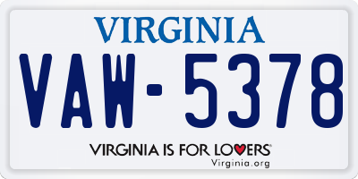 VA license plate VAW5378