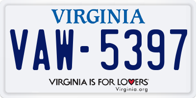 VA license plate VAW5397