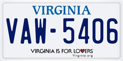 VA license plate VAW5406