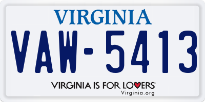 VA license plate VAW5413