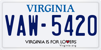 VA license plate VAW5420