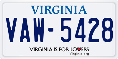 VA license plate VAW5428