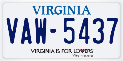 VA license plate VAW5437