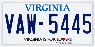 VA license plate VAW5445