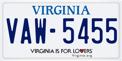 VA license plate VAW5455