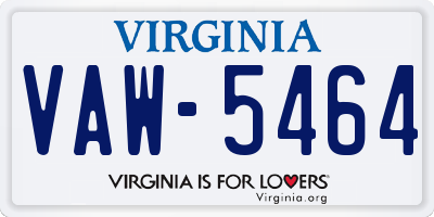VA license plate VAW5464