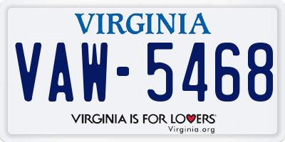 VA license plate VAW5468