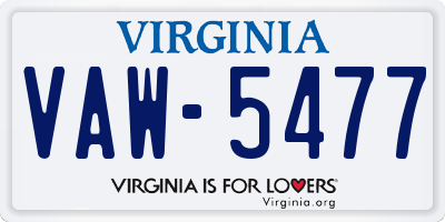 VA license plate VAW5477
