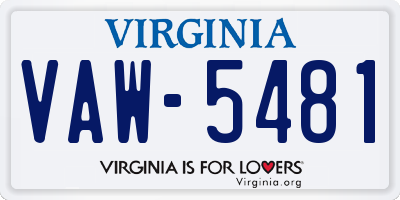 VA license plate VAW5481