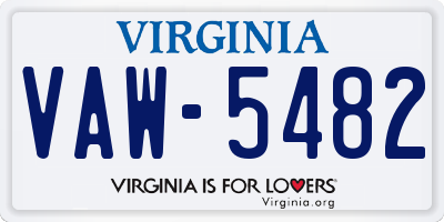VA license plate VAW5482