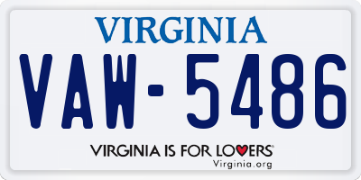 VA license plate VAW5486