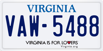 VA license plate VAW5488