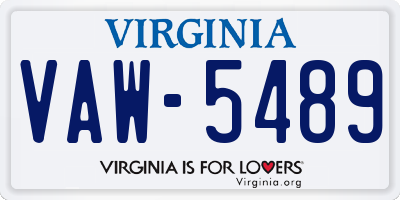 VA license plate VAW5489