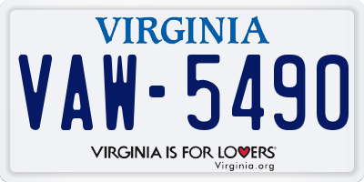 VA license plate VAW5490