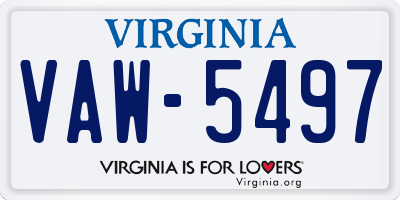 VA license plate VAW5497