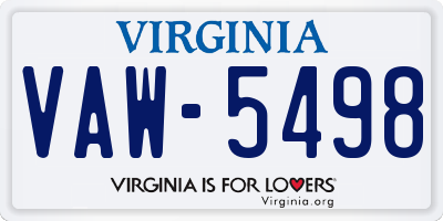 VA license plate VAW5498