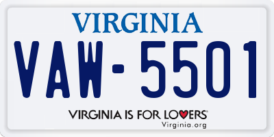 VA license plate VAW5501