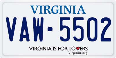VA license plate VAW5502