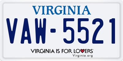VA license plate VAW5521