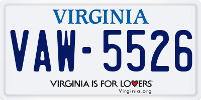 VA license plate VAW5526