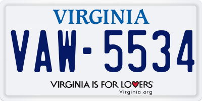 VA license plate VAW5534