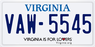 VA license plate VAW5545
