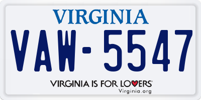 VA license plate VAW5547