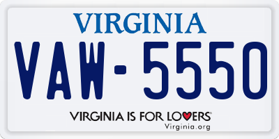 VA license plate VAW5550