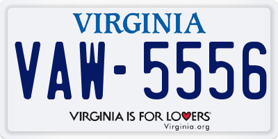 VA license plate VAW5556